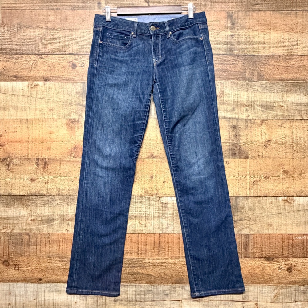 Gap 1969 Real Straight Jeans Womens 27/4a Dark Wash Denim Stretch 673940-00